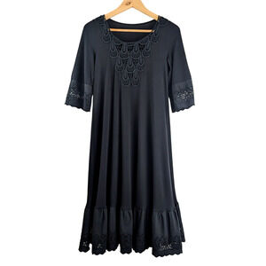 METALICUS Black Stretchy 3/4 Sleeve Midi Dress Size OS
